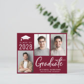 Moderne foto Bourgondische afstudeerfeest uitnodig (Staand voorkant)