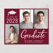 Moderne foto Bourgondische afstudeerfeest uitnodig (Voorkant)