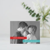 Moderne foto-Briefkaart (rood/Blauwgroen) Feestdagenkaart (Staand voorkant)