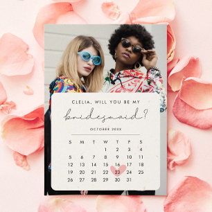 Moderne Foto Bruidsmeisje voorstel Kalender Kaart