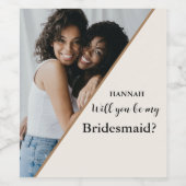 Moderne foto Bruidsmeisje voorstel Wil je mijn Wijn Etiket (Enkel label)