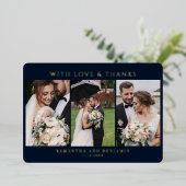 Moderne foto bruiloft Bedankt Gold Foil Kaart (Staand Voorkant)
