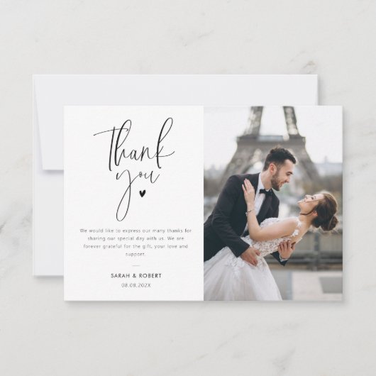 moderne foto-bruiloft bedankt je kaart (Voorkant)