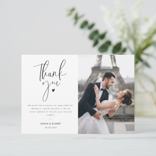moderne foto-bruiloft bedankt je kaart (Staand voorkant)