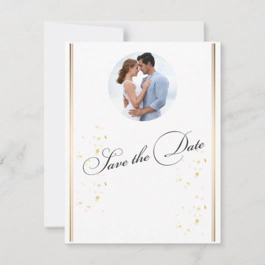 Moderne foto bruiloft Bewaar de datum Kaart (Achterkant)