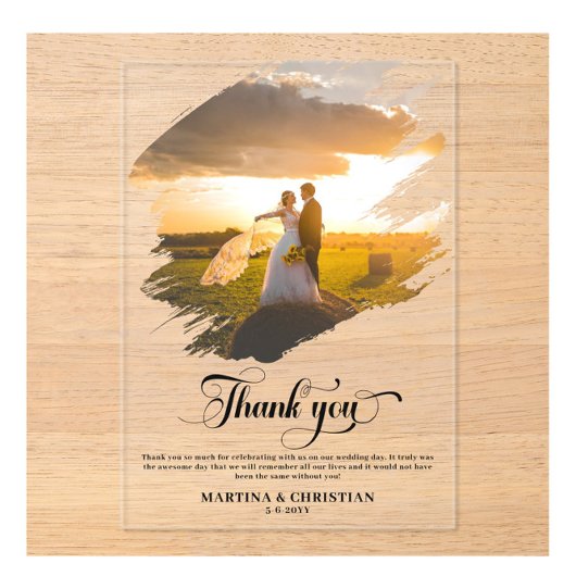 Moderne foto bruiloft Dank u Acryl Uitnodigingen