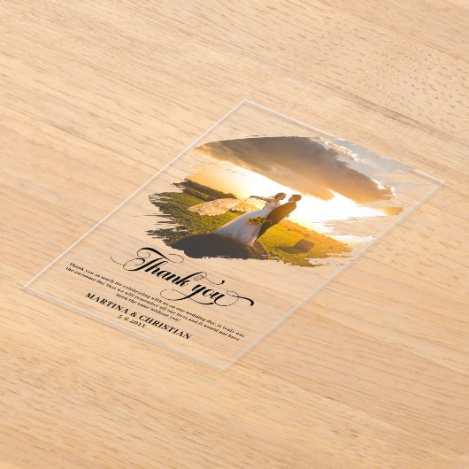 Moderne foto bruiloft Dank u Acryl Uitnodigingen (Laagn)