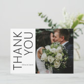 Moderne foto bruiloft dank u kaart met bericht (Staand voorkant)