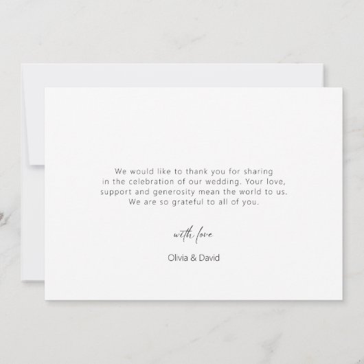 Moderne foto bruiloft dank u kaart met bericht (Achterkant)