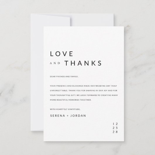 Moderne foto bruiloft dank u kaart met notitie (Achterkant)