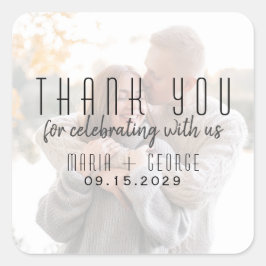 Moderne foto bruiloft Dank u Sticker