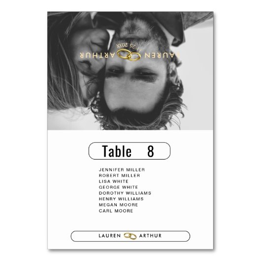Moderne foto Bruiloft Gast Namen Tafel Plaats Kaar Kaart (Voorkant)