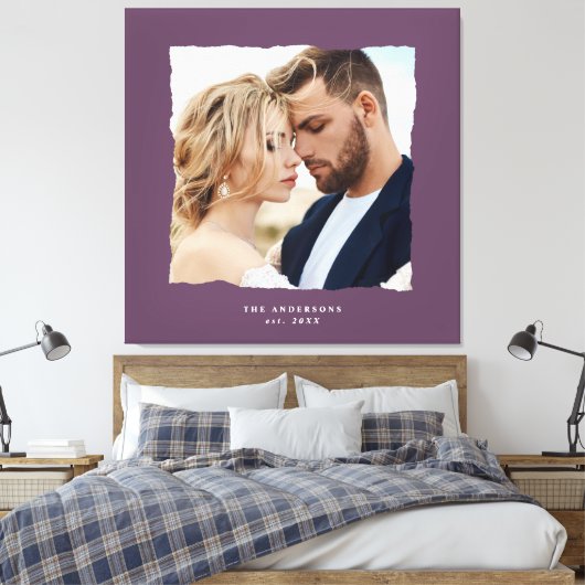 Moderne foto bruiloft gepersonaliseerde est. in canvas afdruk (Insitu (Slaapkamer))