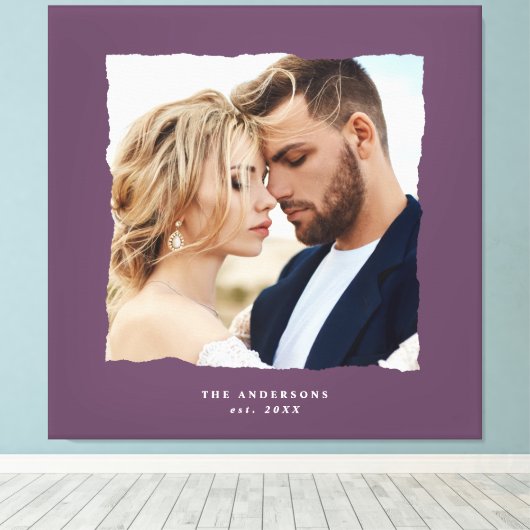 Moderne foto bruiloft gepersonaliseerde est. in canvas afdruk (Insitu (Houten vloer))