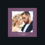 Moderne foto bruiloft gepersonaliseerde est. in canvas afdruk<br><div class="desc">Moderne eenvoudige gescheurde randen paarse foto bruiloft gepersonaliseerd in geschenk.</div>