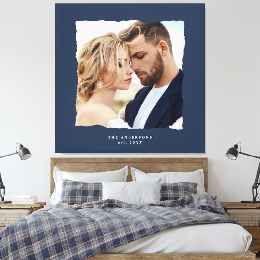 Moderne foto bruiloft gepersonaliseerde est. in canvas afdruk (Insitu (Slaapkamer))