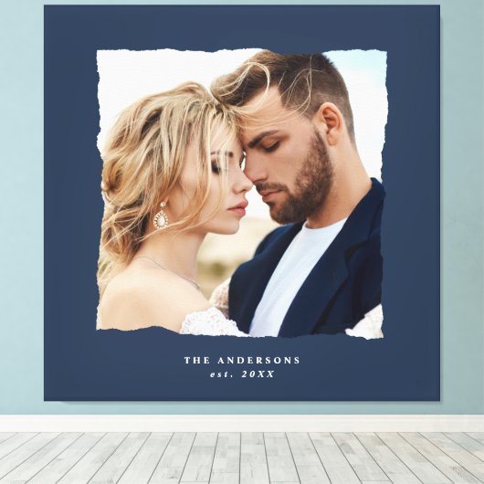 Moderne foto bruiloft gepersonaliseerde est. in canvas afdruk (Insitu (Houten vloer))