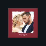 Moderne foto bruiloft gepersonaliseerde est. in canvas afdruk<br><div class="desc">Moderne eenvoudige gescheurde randen bordeaux effect foto bruiloft gepersonaliseerd in geschenk.</div>