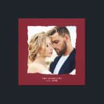 Moderne foto bruiloft gepersonaliseerde est. in canvas afdruk<br><div class="desc">Moderne eenvoudige gescheurde randen bordeaux effect foto bruiloft gepersonaliseerd in geschenk.</div>