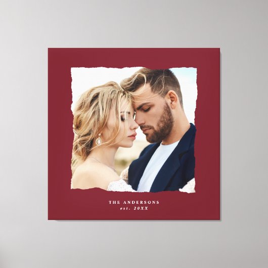 Moderne foto bruiloft gepersonaliseerde est. in canvas afdruk (Voorkant)