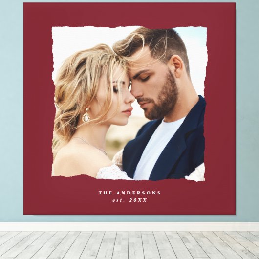 Moderne foto bruiloft gepersonaliseerde est. in canvas afdruk (Insitu (Houten vloer))