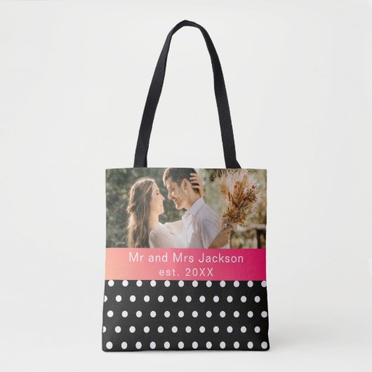 Moderne foto bruiloft gepersonaliseerde heer en me tote bag (Voorkant)
