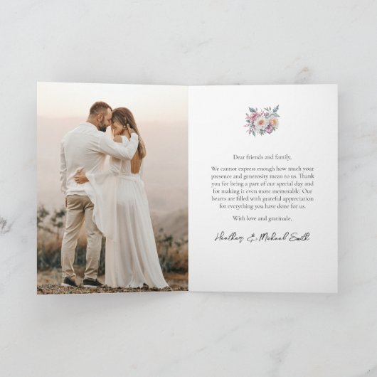 Moderne foto-bruiloft gevolgd Hartelijk dank Bedankkaart (Binnen)