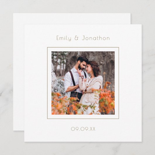 Moderne foto bruiloft Goud Schrijven Save the Date (Voorkant / Achterkant)