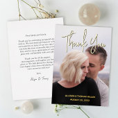Moderne foto bruiloft gouden folie dank u kaart