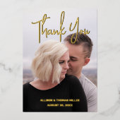 Moderne foto bruiloft gouden folie dank u kaart (Voorkant)
