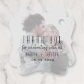 Moderne foto bruiloft gunst Dank u Label (Achterkant)
