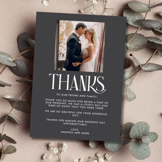 Moderne foto bruiloft - Hartelijk dank Bedankkaart