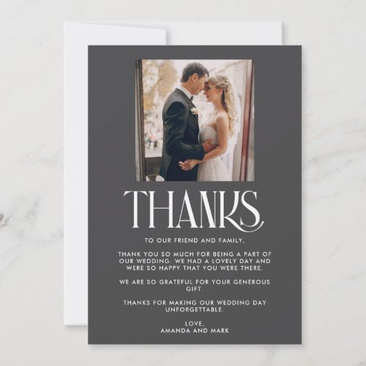 Moderne foto bruiloft - Hartelijk dank Bedankkaart (Achterkant)