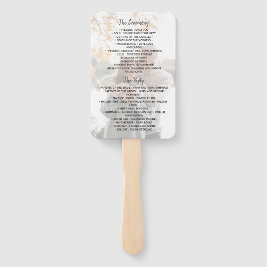 Moderne foto bruiloft programma Hand Fan Handwaaier (Achterkant)