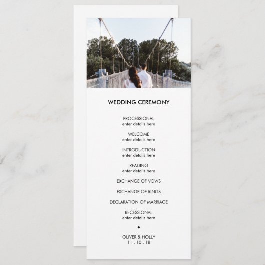 Moderne foto bruiloft programma programmakaart (Voorkant / Achterkant)