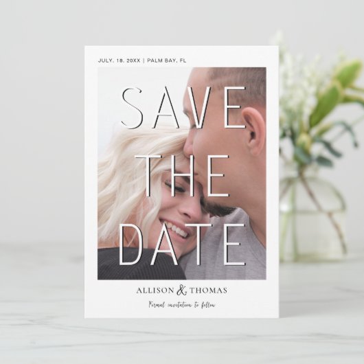 Moderne foto bruiloft QR code opslaan van de datum Kaart (Staand voorkant)