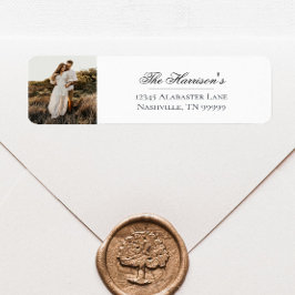 Moderne foto bruiloft retour adres | Wit Etiket