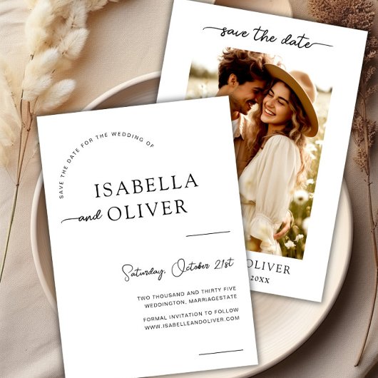 Moderne Foto bruiloft Save the Date Invite Sjabloo Kaart
