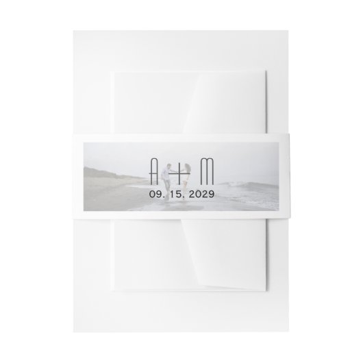 Moderne foto bruiloft uitnodiging buik band uitnodigingen wikkel (Voorkant Voorbeeld)