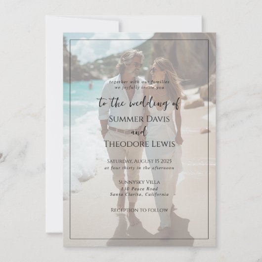 Moderne foto bruiloft uitnodiging elegante typogra (Voorkant)