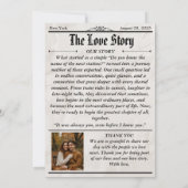 Moderne foto bruiloft uitnodiging – Krantenstijl (Achterkant)