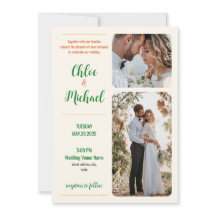 Moderne foto bruiloft uitnodiging met QR-code