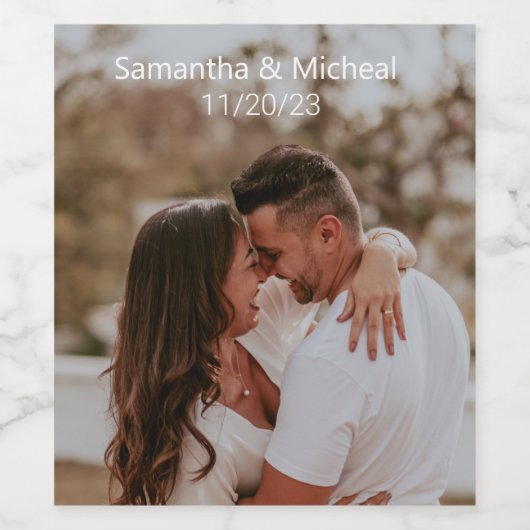 Moderne foto bruiloft Verloving cadeau gunst Wijn Etiket (Enkel label)