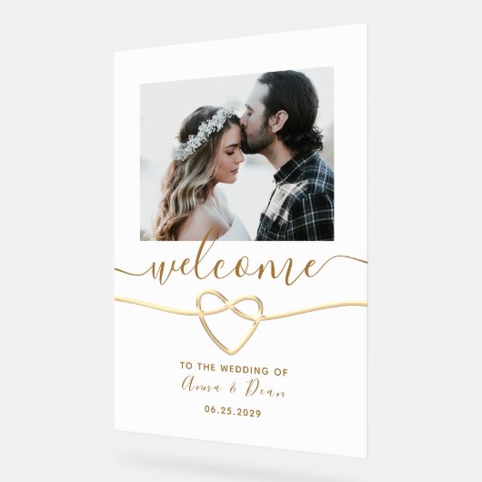 Moderne foto bruiloft welkom acryl bord (Hoek)