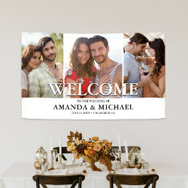 Moderne foto bruiloft welkom spandoek