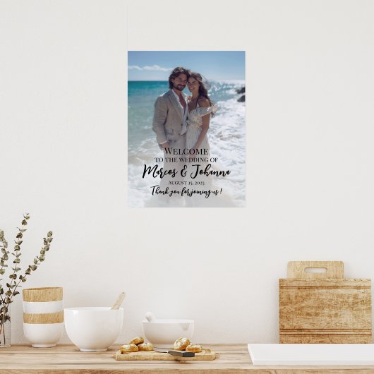 Moderne foto bruiloft welkomstbord poster (Keuken)