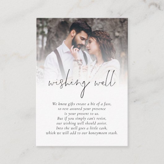 Moderne foto Bruiloft Wishing Well Informatiekaartje (Voorkant)