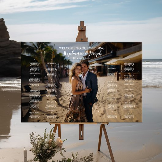 Moderne foto bruiloft zitgrafiek alfabetisch poster