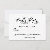 Moderne foto bruiloft zwart en wit overlay RSVP kaartje (Achterkant)