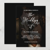 Moderne foto bruiloft zwart-wit overlay minimaal kaart (Voorkant / Achterkant)